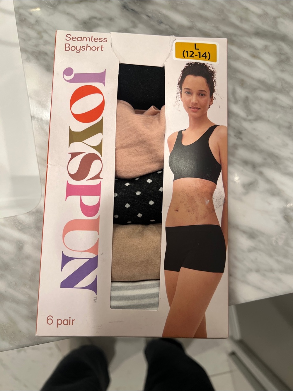 Joyspun Seamless Boyshort Panties - 5 in this Pack, Black & Nude Mix (L 12-14)